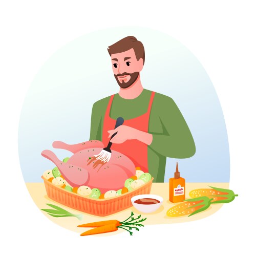 Roasted Turkey for Holiday Dinner Vector Image