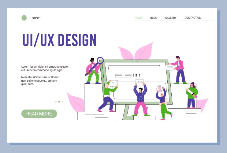 Ux design process for computer website flat vector image