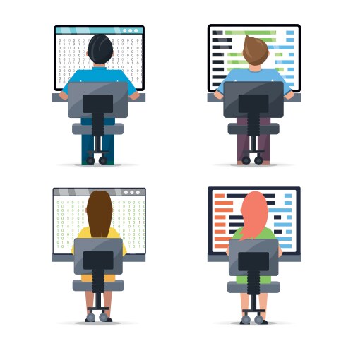 Web developer working on computer programming vektorbild