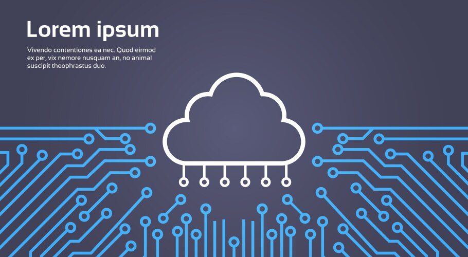 cloud database over computer chip moterboard vector