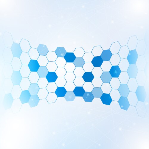 Abstract hexagon with lines and points background vector image