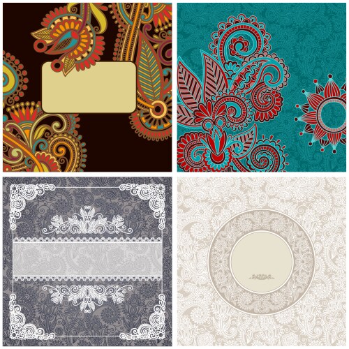 collection of vintage ornamental template vector