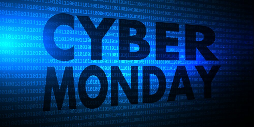 Cyber monday banner with binary code design vector image