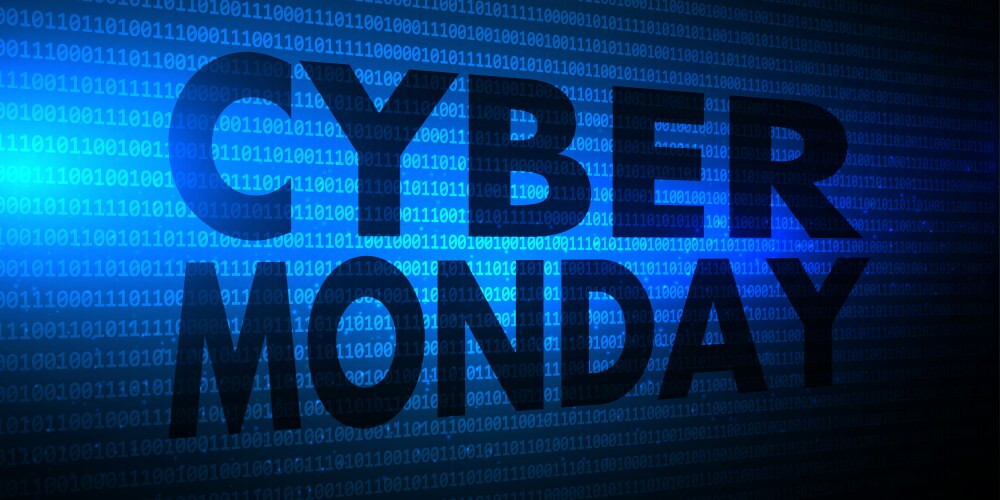 cyber monday banner with binary code design vector image