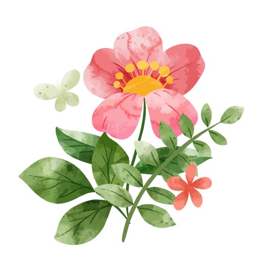 Floral Watercolor Bouquet - Delicate Pink Vector Image