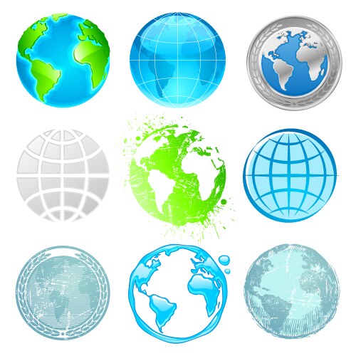 World maps and globe Royalty Free Vector Image