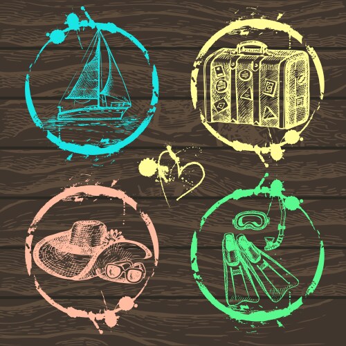 Travel and holiday set hand drawn sketch Vector Image