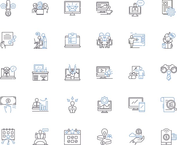 Professional labor line icons collection vector image