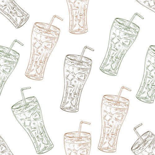 seamless pattern scetch of three types cola vector image