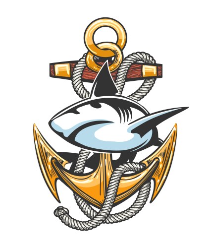 Shark & Anchor Tattoo Vector Image