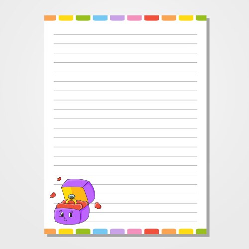 Sheet template for notebook notepad diary lined vector image