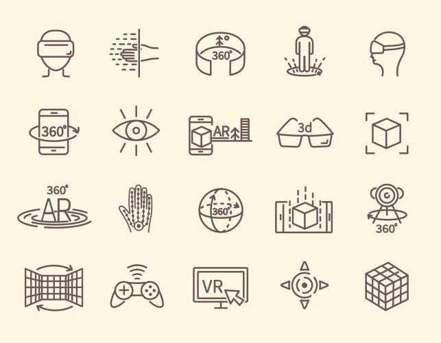 ar and vr line icon set vector image