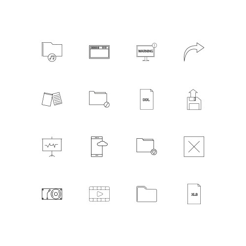 Files and folders sign simple linear icons set vector image
