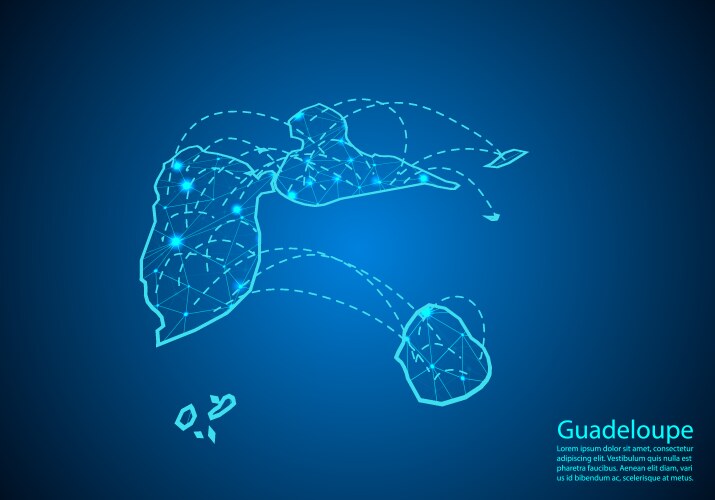 Guadeloupe map with nodes linked by lines concept vector image