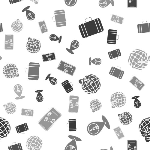 Set suitcase for travel map pointer with eiffel vector image