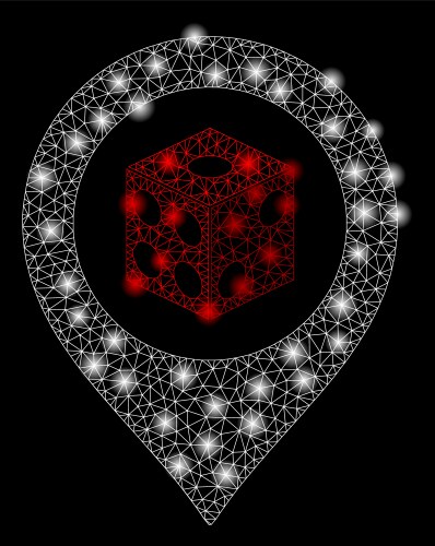Bright mesh network dice map pointer with flash vector image