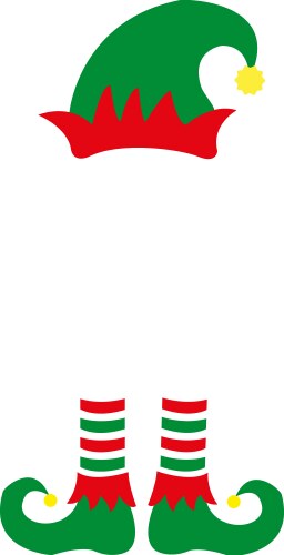 cute elf christmas hat and boots vector