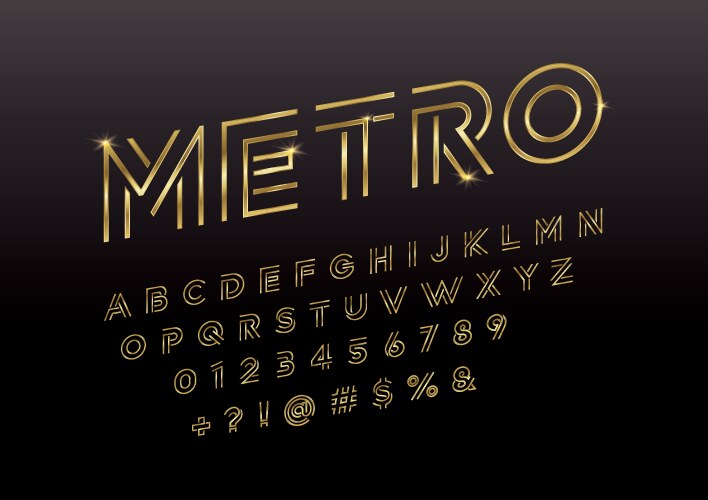 line font gold vector