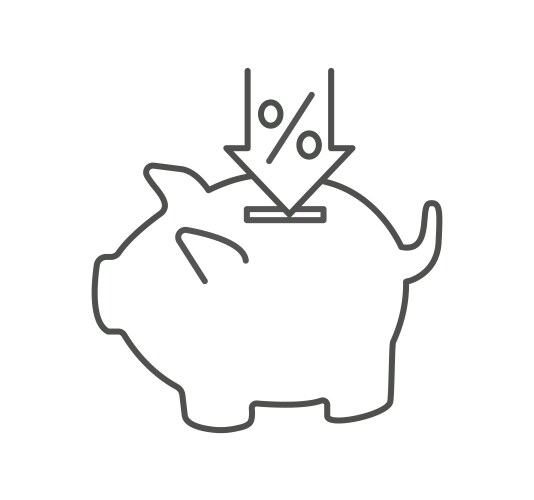 Marketing piggy bank line icon vector image