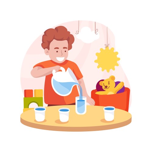 pouring a glass of water isolated cartoon vector image