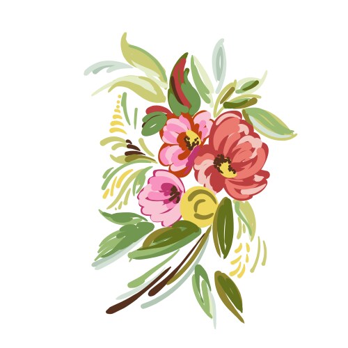 vintage bouquet flowers vector