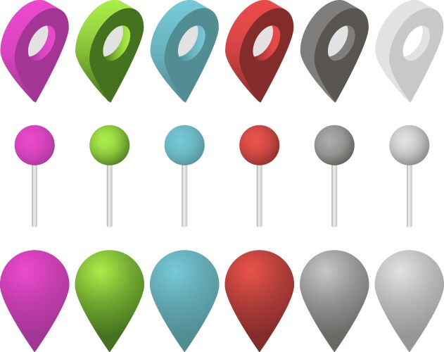 Isometric Map Pointer Set vektorbild