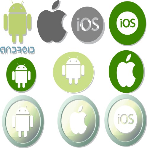 android and ios icon button set vector image