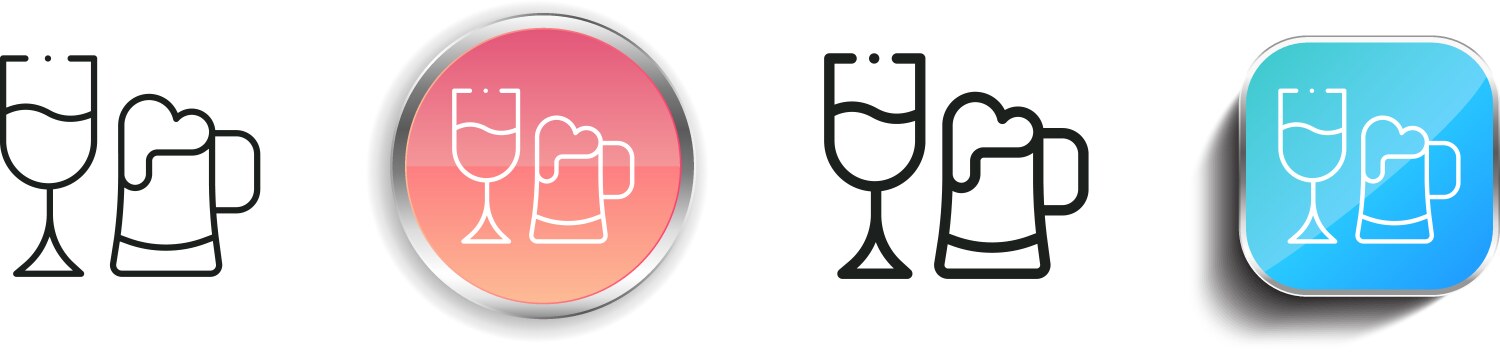 Drinks icon thin linear regular and button style vector image