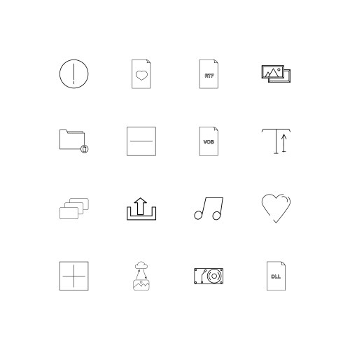 files and folders sign simple linear icons set vector image