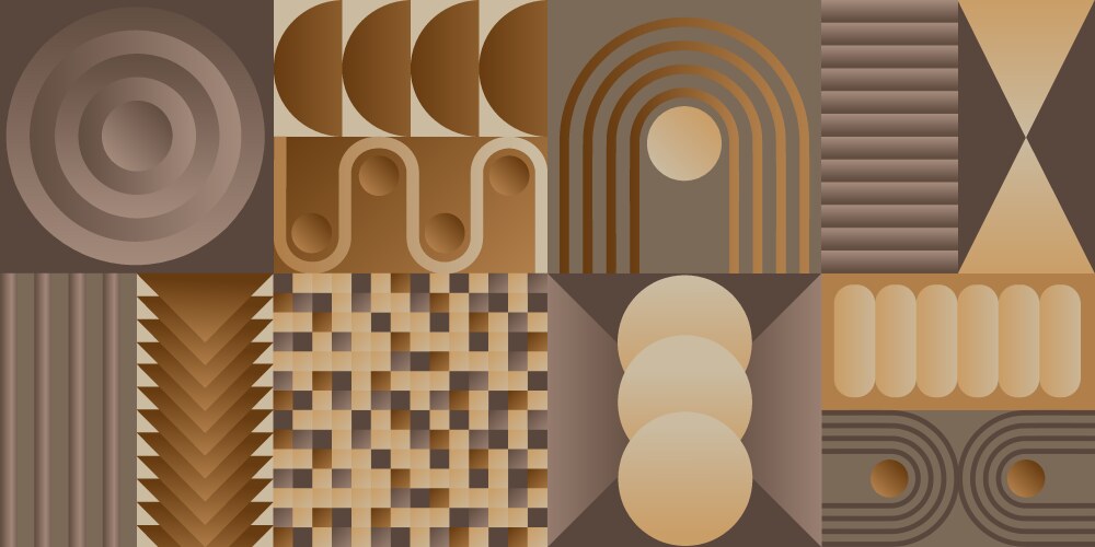 Retro abstract geometric design 3d gradient forms vector image