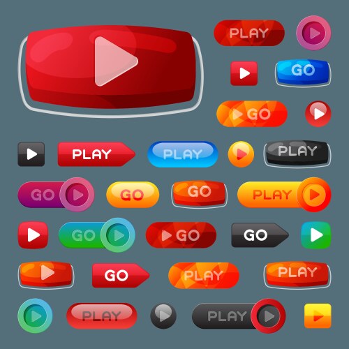 Ui interface button play media internet website vector image