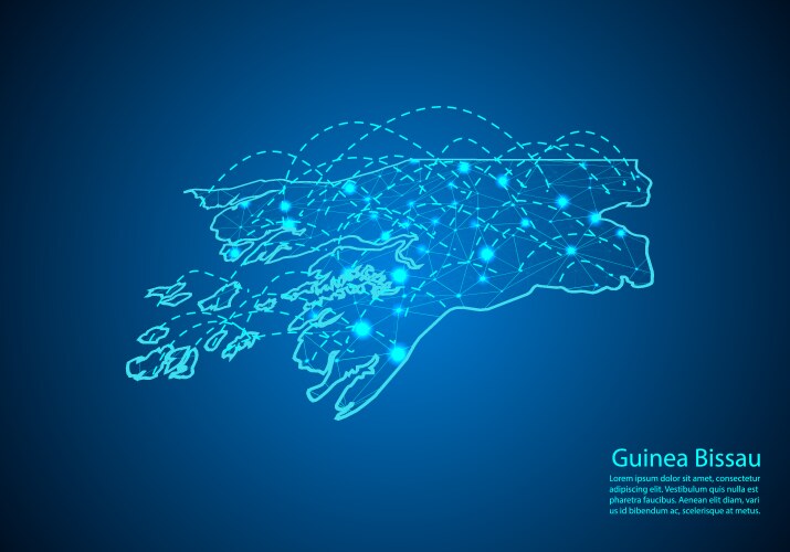 Guinea bissau map with nodes linked by lines vector image