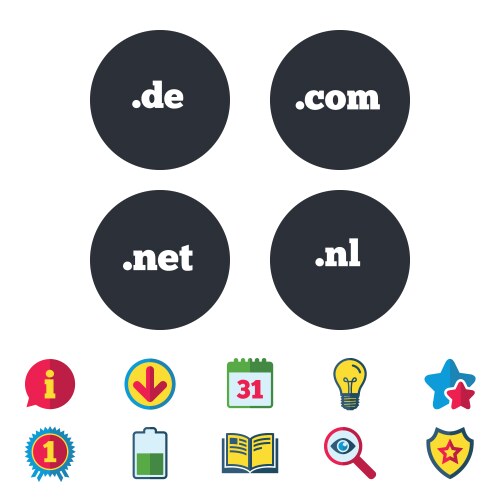 Top-level domains signs de com net and nl vector image