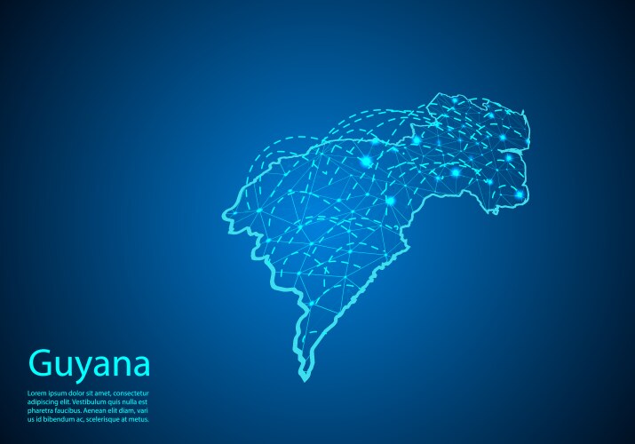 Guyana map with nodes linked by lines concept vector image