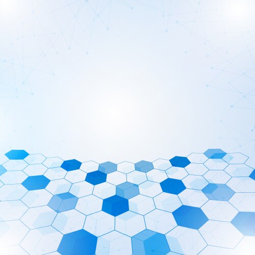 abstract hexagon with lines and points background vector image