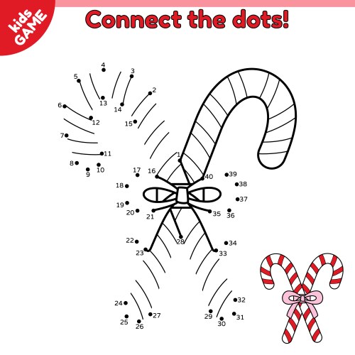 Connect the dots and draw christmas candy cane Vector Image