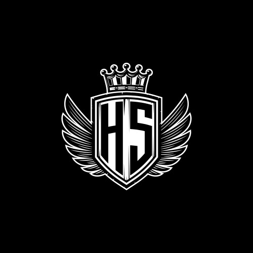 Hs logo monogram shield crown luxury design Vector Image