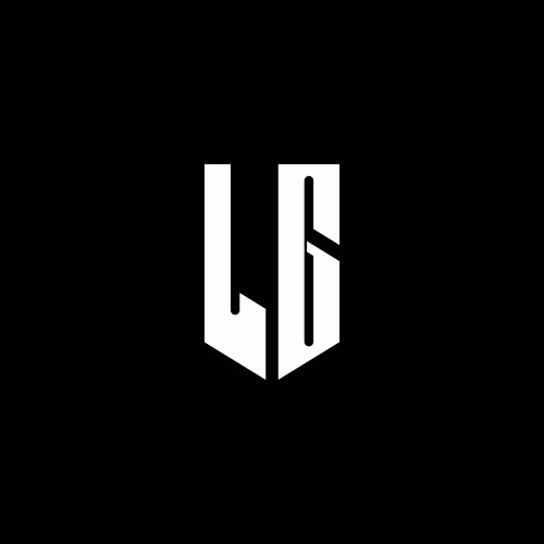 Lg logo monogram with sword element ribbon design Vector Image