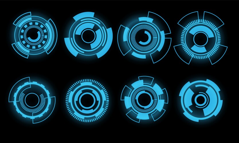 Set of hud circle modern user interface elements vector image