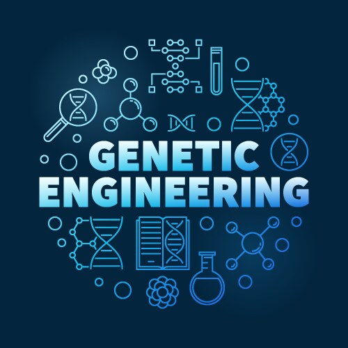 Genetic testing blue outline horizontal Royalty Free Vector