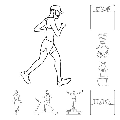 Isolated object of exercise and sprinter logo set vector image