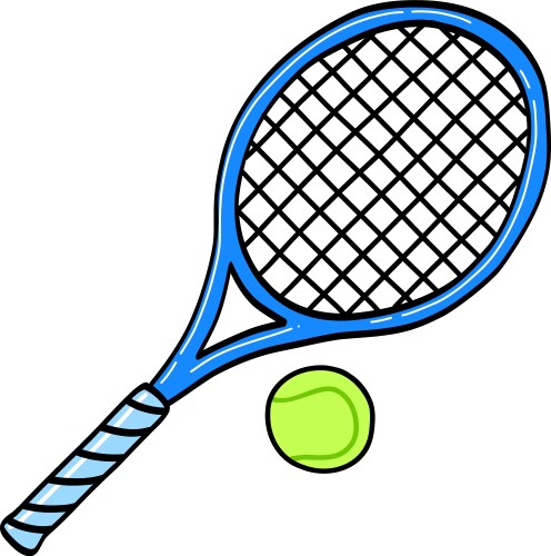 Tennis racket with ball doodle drawing icon Vector Image