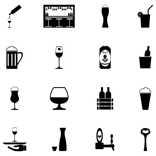 Alcohol drinks icon set Royalty Free Vector Image