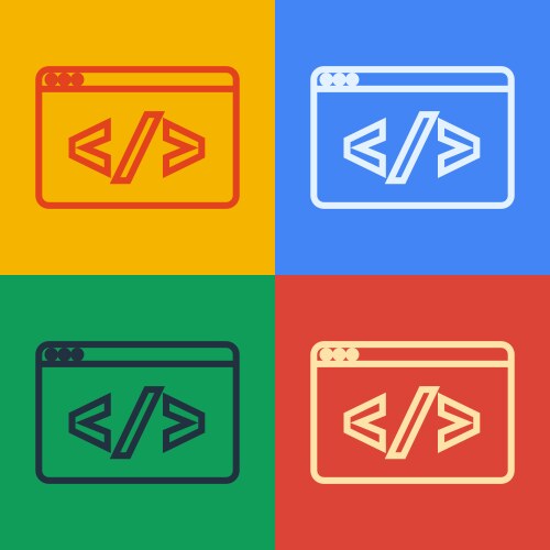 Pop art line web design and front end development vector image