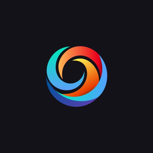 vivid rainbow swirl logo with abstract lens vector image