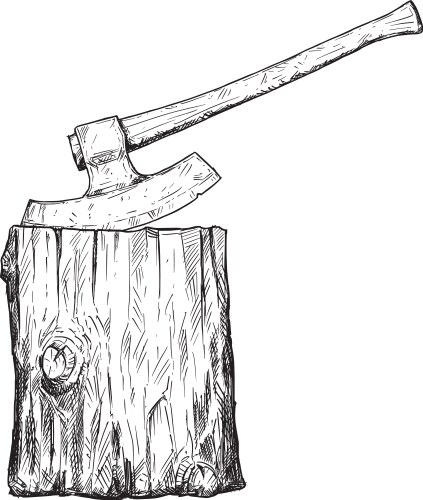 artistic drawing of medieval executioner axe vector image