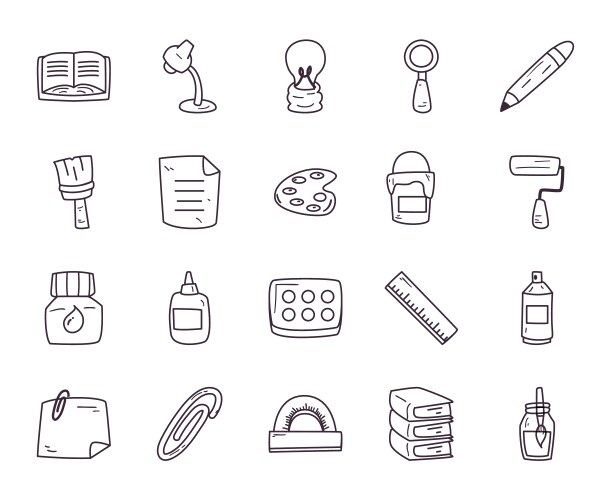 creativity and design line style icon set vector image