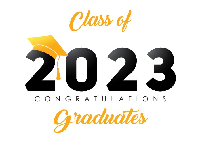 graduation class of 2023 with cap hat logo vector