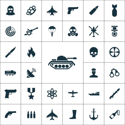 war simple icons universal set for web vector image