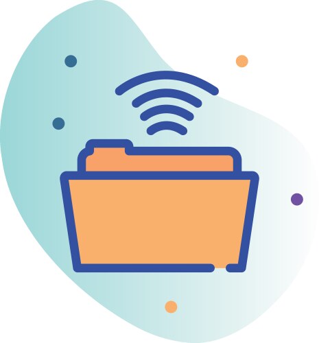 isolated file and wifi line fill block style icon vector image